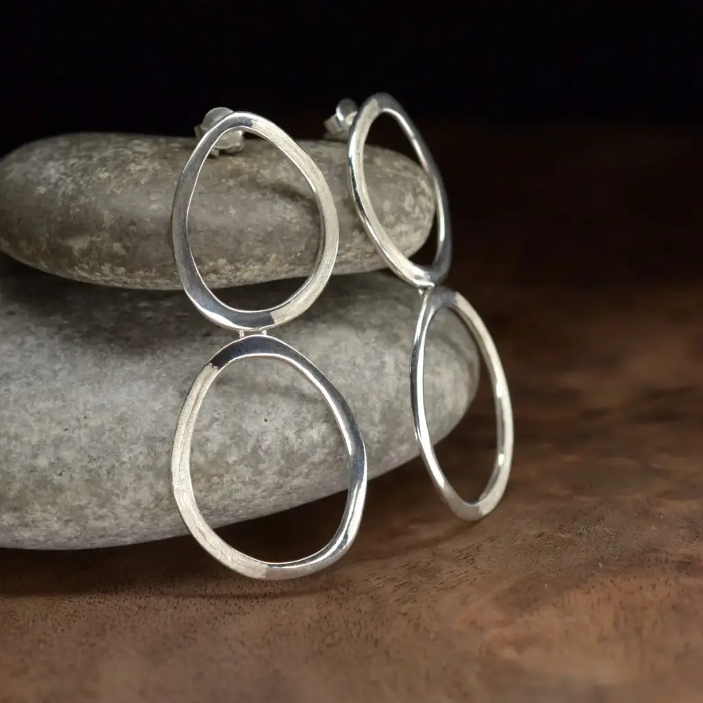 Boucles d'oreilles argent Pax doubles