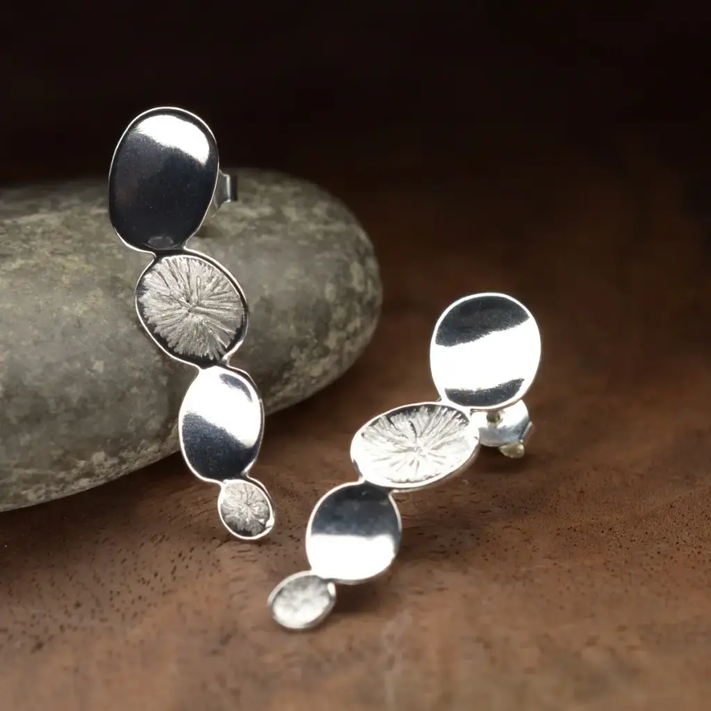 Boucles d'oreilles argent Pollen twin médium