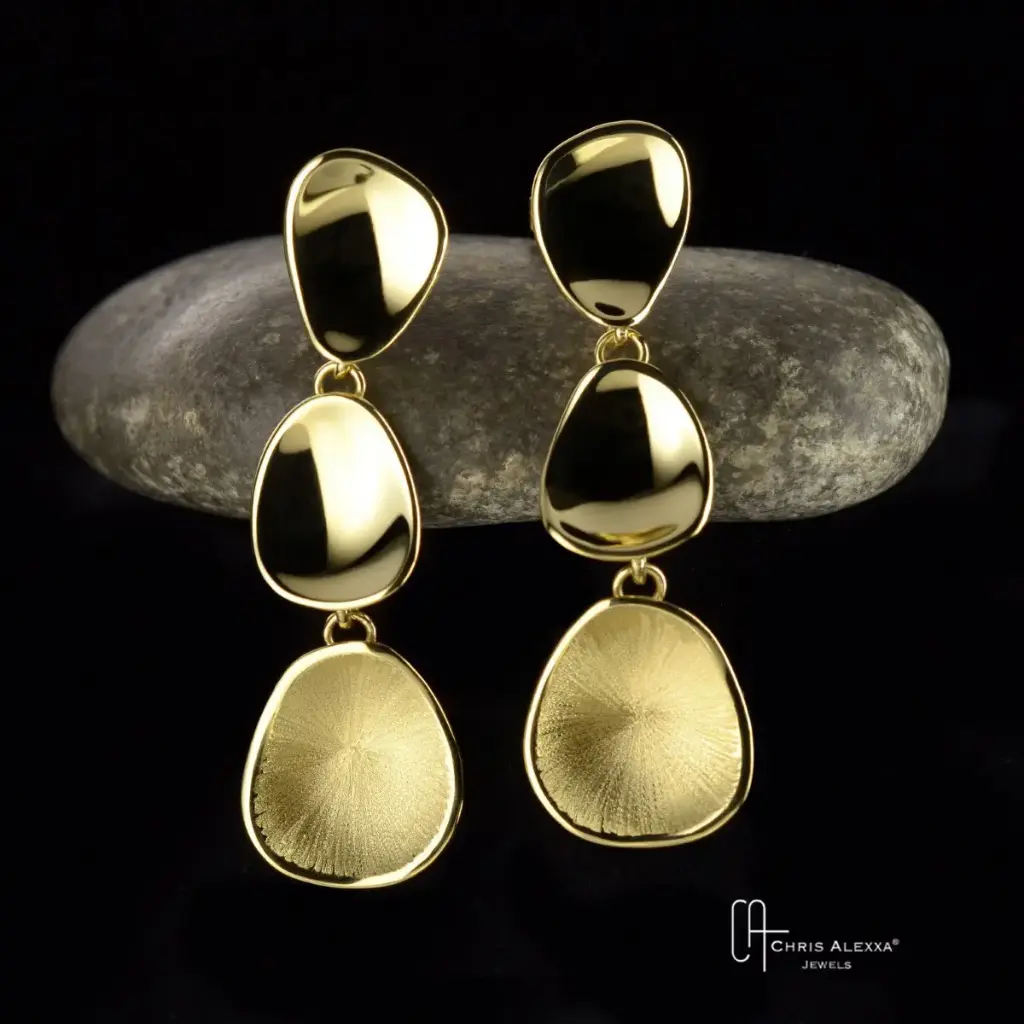 Boucles d'oreilles or Corolle mobiles triples