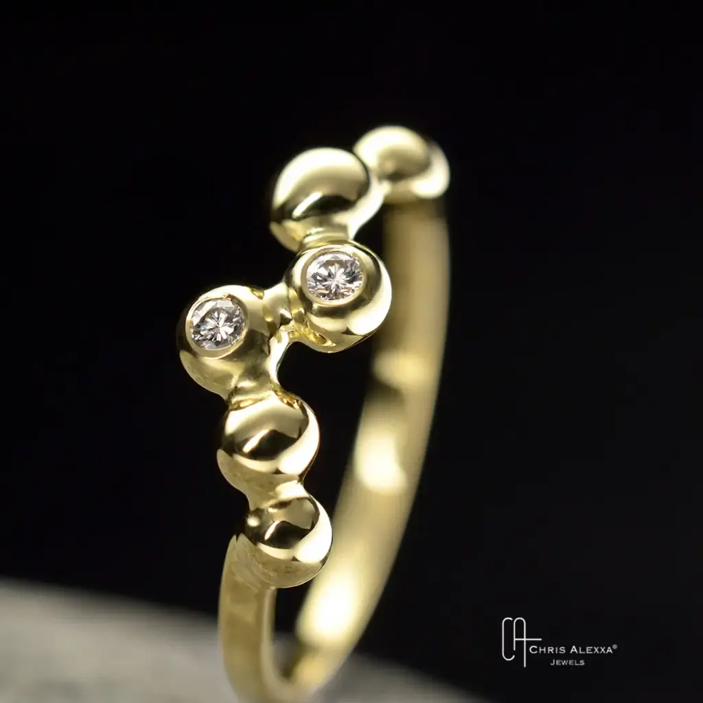 Bague Bubbles or et 2 diamants