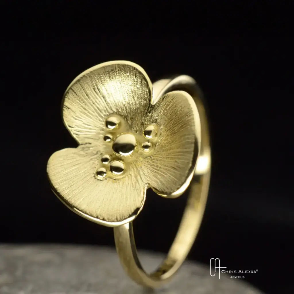Bague or coquelicot mini