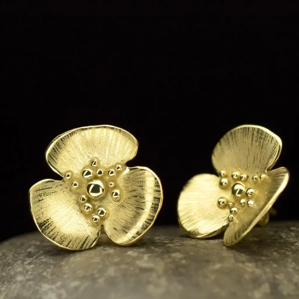 Boucles d'oreilles or coquelicot