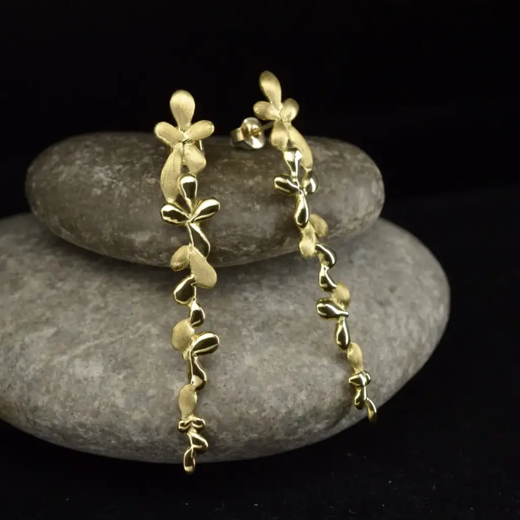 Boucles d'oreilles or Dahli longues