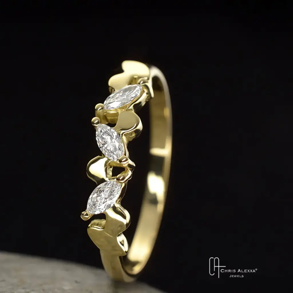 Bague Marquise diamants or