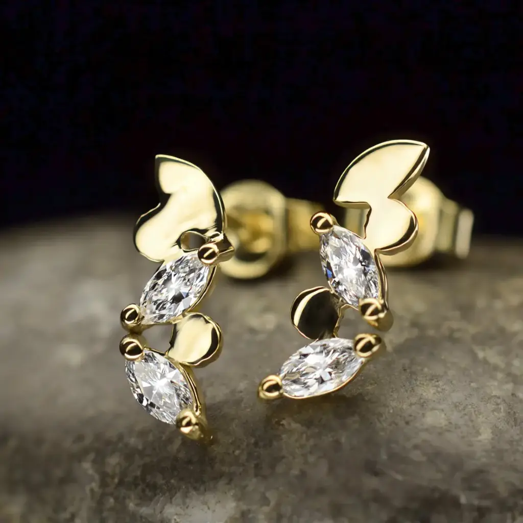 Boucles d'oreilles Marquise diamants or petit modèle