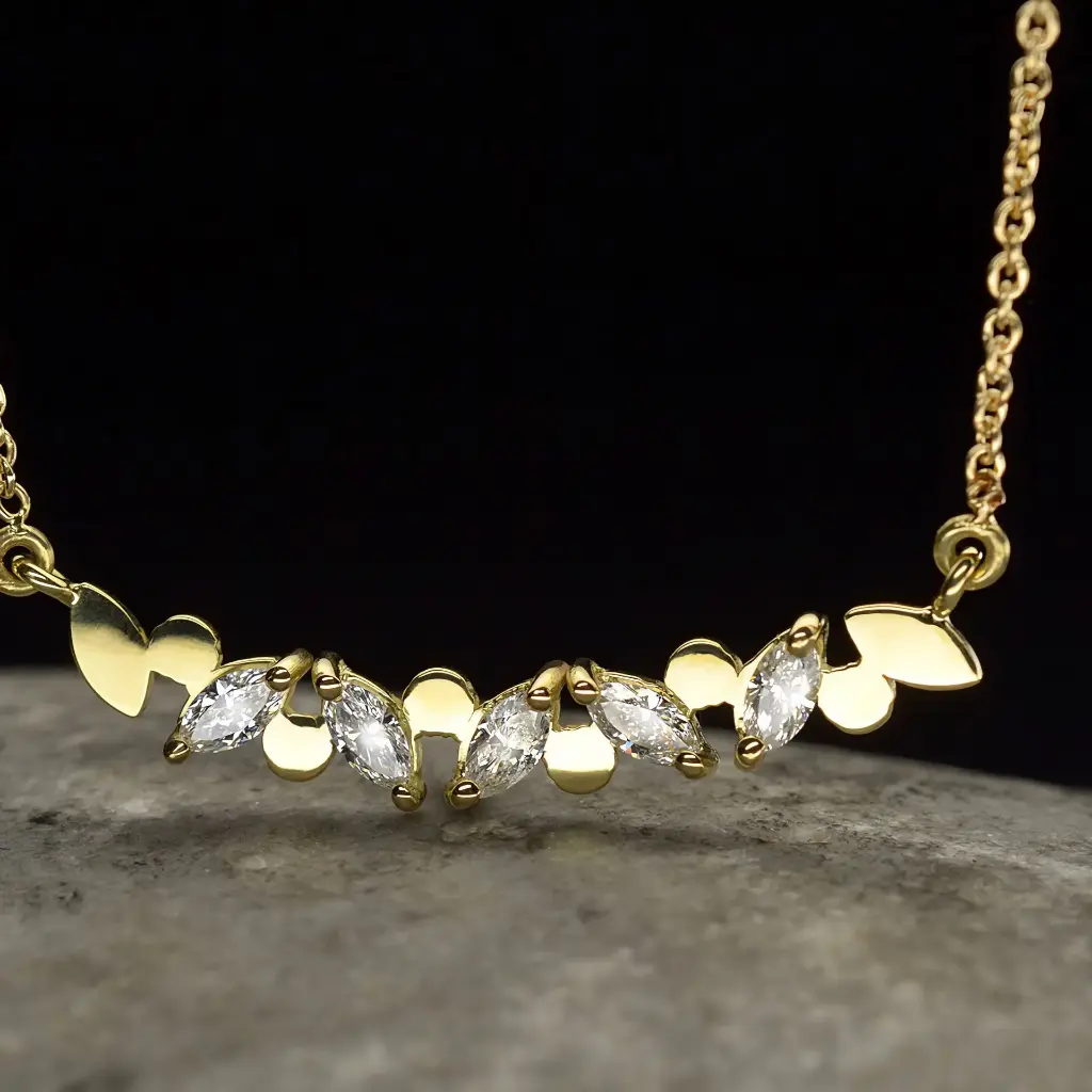 Pendentif Marquise diamants or