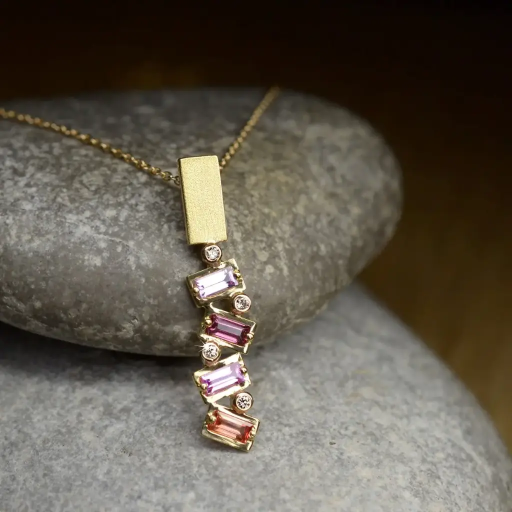Pendentif Saphirs rainbow colors