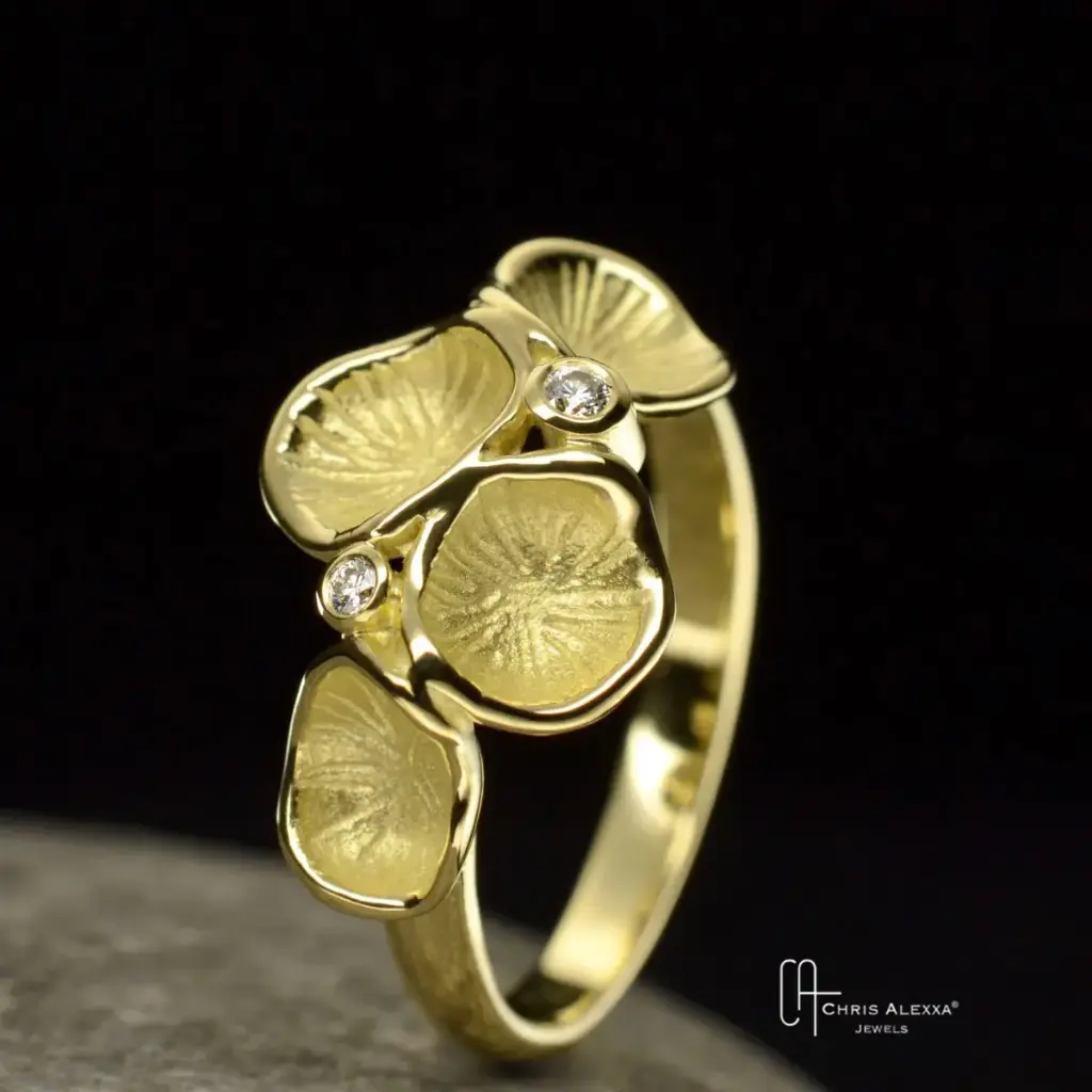 Petite bague Pollen or et 2 diamants