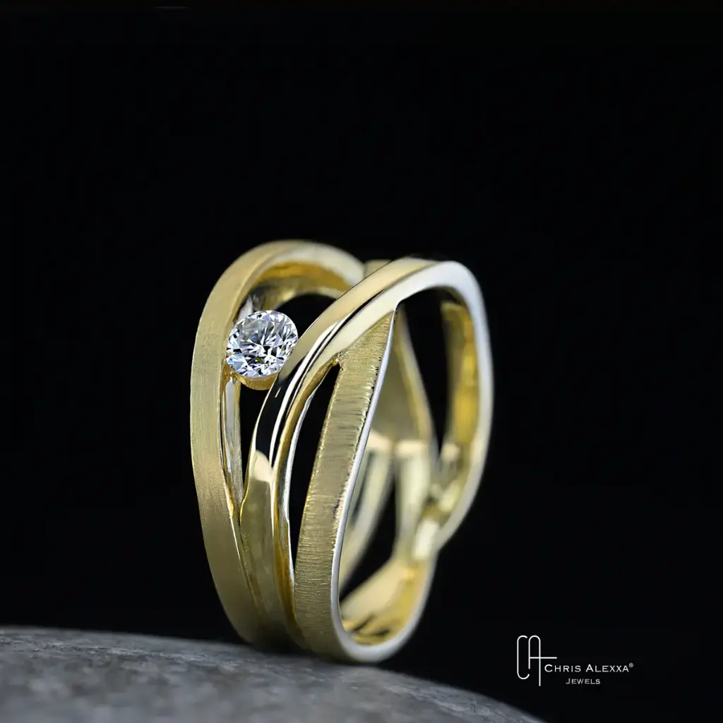 Bague Wavy diamant or
