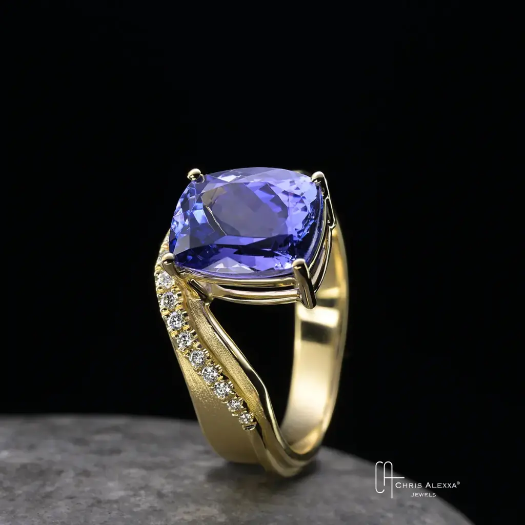 Bague Stony tanzanite diamants or