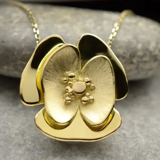 [CQ13.1G] Pendentif or Coquelicot