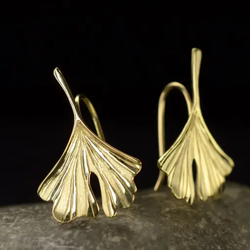 [GK14.1G] Boucles d'oreilles Ginkgo or