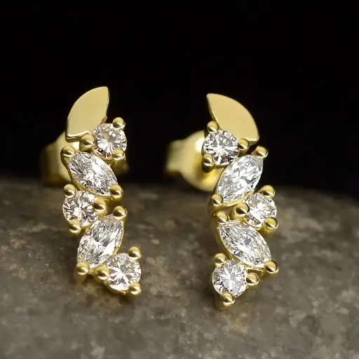 [MP14.1 GD] Boucles d'oreilles Marquise diamants or