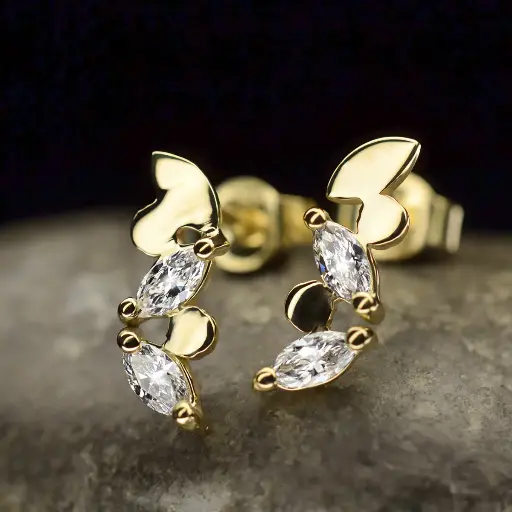[MP14.2 GD] Boucles d'oreilles Marquise diamants or petit modèle