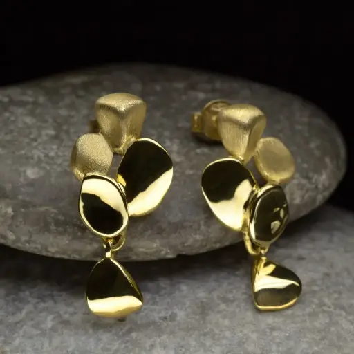 [PB14.1G] Boucles d'oreilles or Pebbles