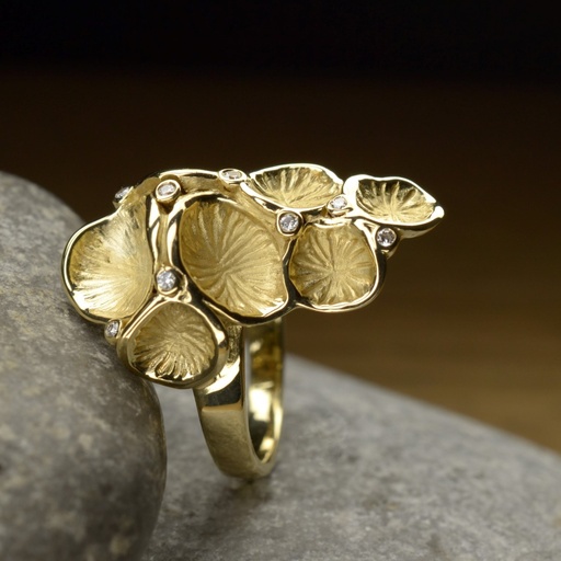 [PN12.3G8D] Bague or 8 diamants Pollen grand modèle