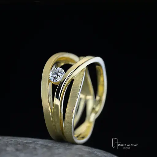 [5111] Bague Wavy diamant or