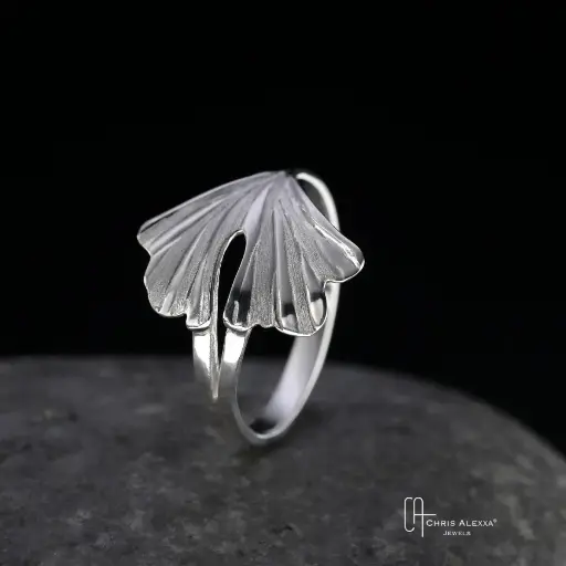 Bague argent Ginkgo petit modèle