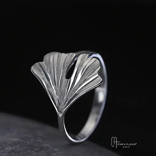 Bague argent Ginkgo petit modèle