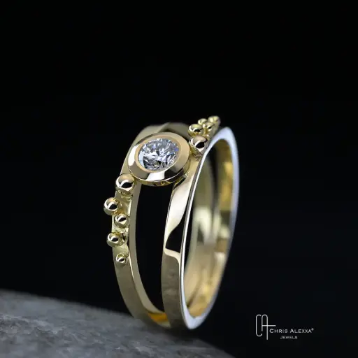 [4946] Bague double anneau diamant 