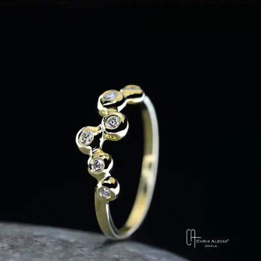 [BU12.1G6D] Bague Bubbles or et 6 diamants