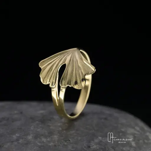 [GK12.2G] Bague Ginkgo or petit modèle 