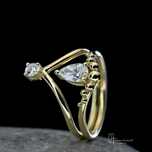 [5142] Bague de fiançailles et anneau diamants 